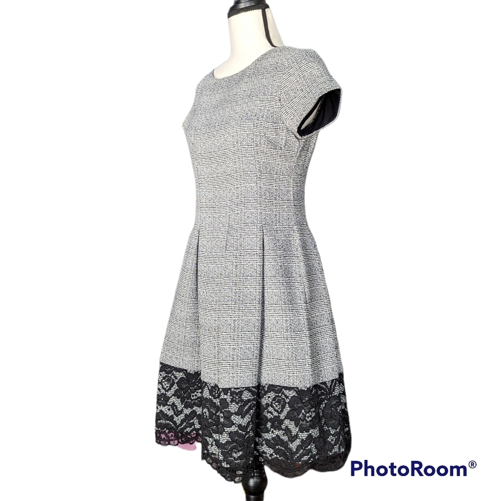 Jessica Howard Black White Plaid Fit & Flare Dress Short Sleeve - Picture 2 of 8